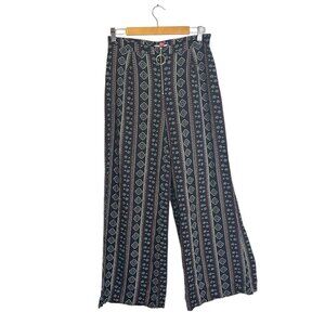 Guess Womens Boho Floral High Rise Wide Leg Flowy Pants Zip Waist Sz M Tribal